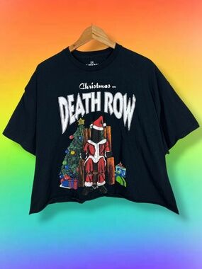 Death Row Records Christmas on Death Row Holiday Cropped Crewneck Tshirt Black